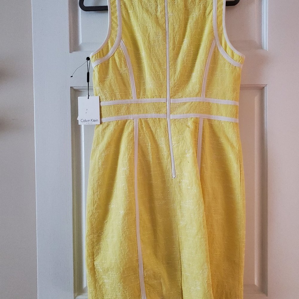 New with tags-Yellow with White Calvin Klein Dress size 10